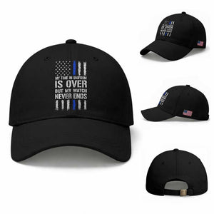 Police Retirement Baseball Cap My Time In Uniform Is Over USA Flag Retied Officer Gifts