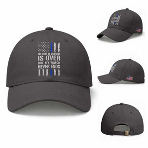 Police Retirement Baseball Cap My Time In Uniform Is Over USA Flag Retied Officer Gifts