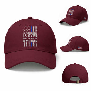 Police Retirement Baseball Cap My Time In Uniform Is Over USA Flag Retied Officer Gifts