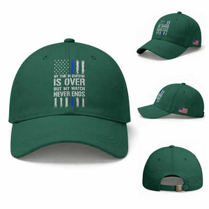 Police Retirement Baseball Cap My Time In Uniform Is Over USA Flag Retied Officer Gifts