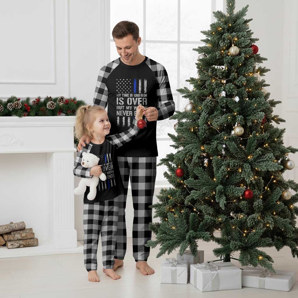 Police Retirement Plaid Pajama Set My Time In Uniform Is Over USA Flag Retied Officer Gifts TS10 White Plaid Print Your Wear