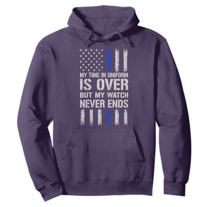 Police Retirement Hoodie My Time In Uniform Is Over USA Flag Retied Officer Gifts TS10 Purple Print Your Wear