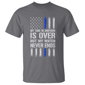 Police Retirement T Shirt My Time In Uniform Is Over USA Flag Retied Officer Gifts TS10 Charcoal Print Your Wear