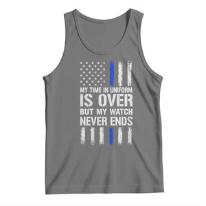 Police Retirement Tank Top My Time In Uniform Is Over USA Flag Retied Officer Gifts TS10 Black Heather Print Your Wear