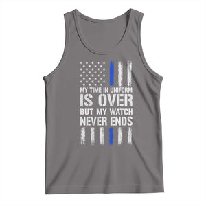 Police Retirement Tank Top My Time In Uniform Is Over USA Flag Retied Officer Gifts TS10 Deep Heather Print Your Wear