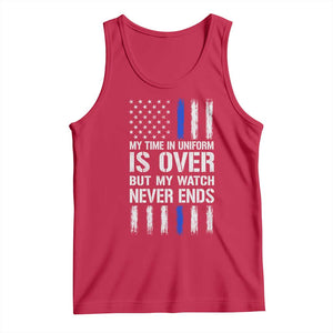 Police Retirement Tank Top My Time In Uniform Is Over USA Flag Retied Officer Gifts TS10 Red Print Your Wear