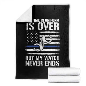 Police Retirement Throw Blanket Handcuffs US Flag Retired Police Graphic