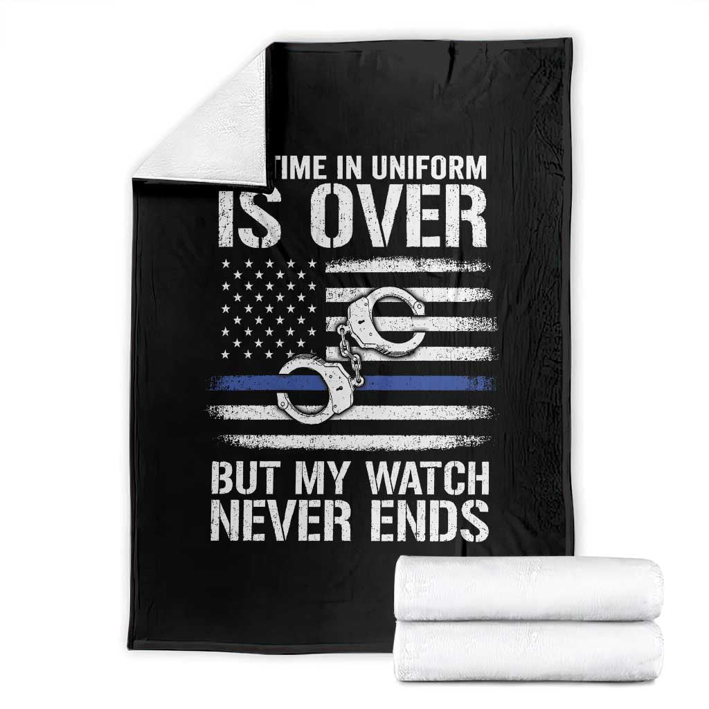 Police Retirement Throw Blanket Handcuffs US Flag Retired Police Graphic TS10 Black Print Your Wear