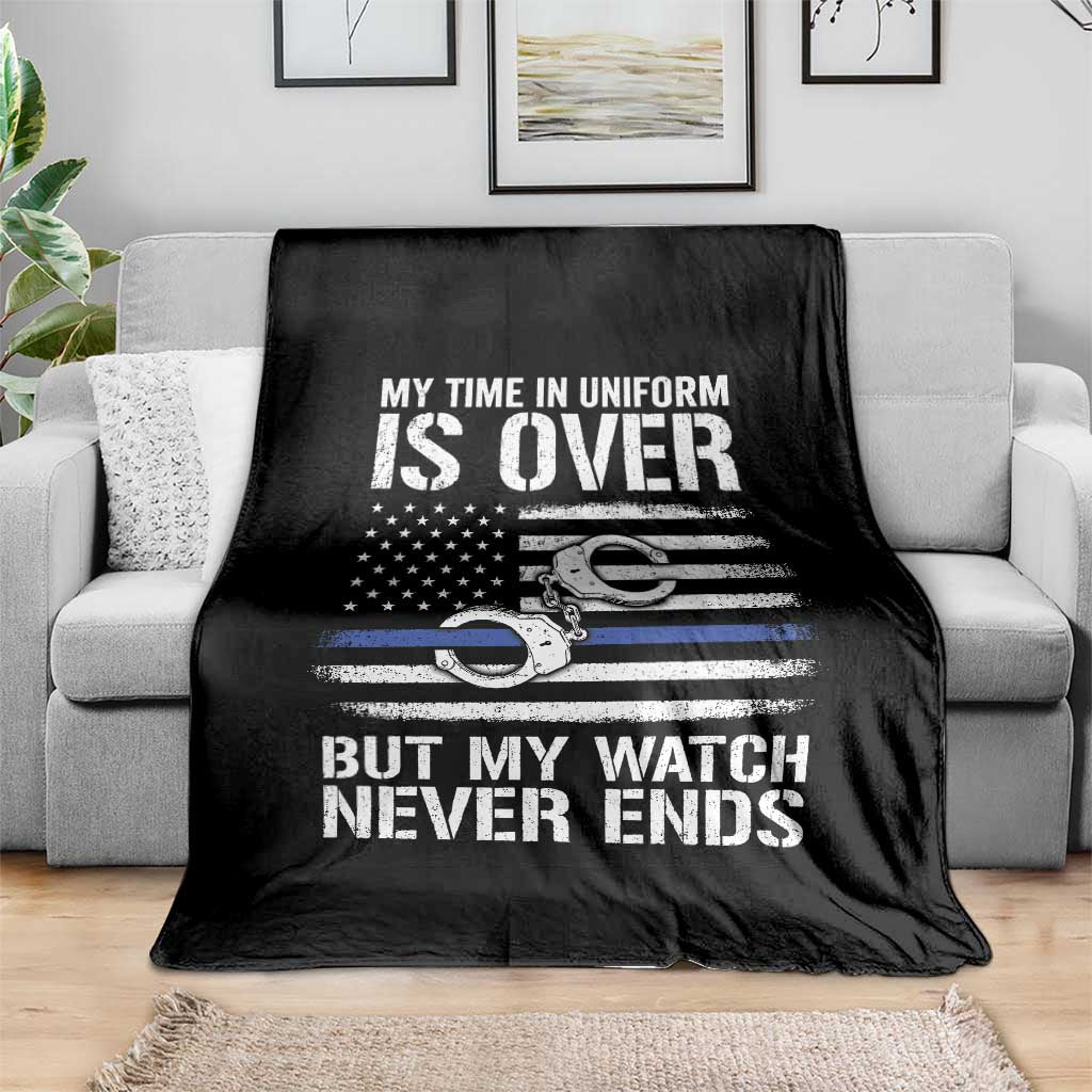 Police Retirement Throw Blanket Handcuffs US Flag Retired Police Graphic