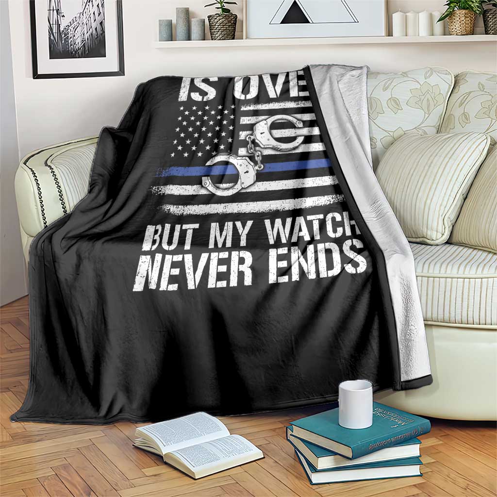 Police Retirement Throw Blanket Handcuffs US Flag Retired Police Graphic