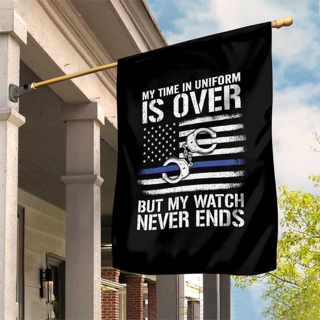 Police Retirement Garden Flag Handcuffs US Flag Retired Police Graphic