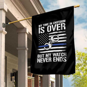 Police Retirement Garden Flag Handcuffs US Flag Retired Police Graphic