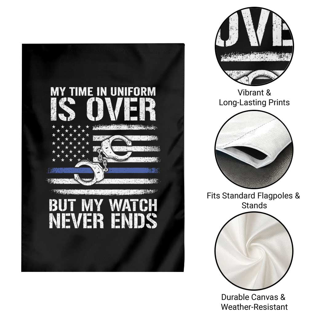 Police Retirement Garden Flag Handcuffs US Flag Retired Police Graphic