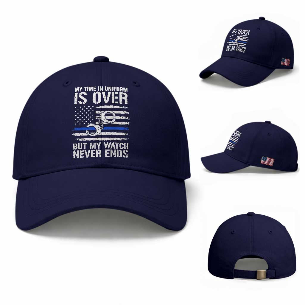 Police Retirement Baseball Cap Handcuffs US Flag Retired Police Graphic