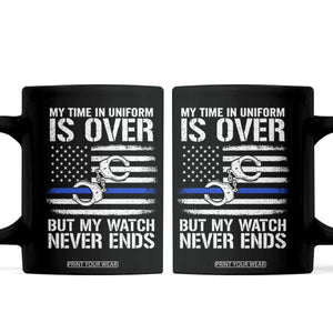 Police Retirement Coffee Mug Handcuffs US Flag Retired Police Graphic