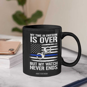 Police Retirement Coffee Mug Handcuffs US Flag Retired Police Graphic