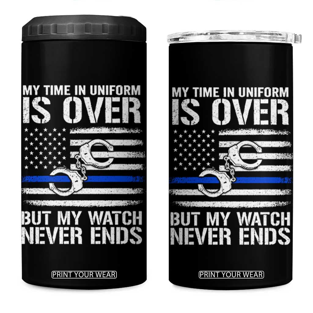 Police Retirement 4 in 1 Can Cooler Tumbler Handcuffs US Flag Retired Police Graphic TS10 One Size: 16 oz Black Print Your Wear