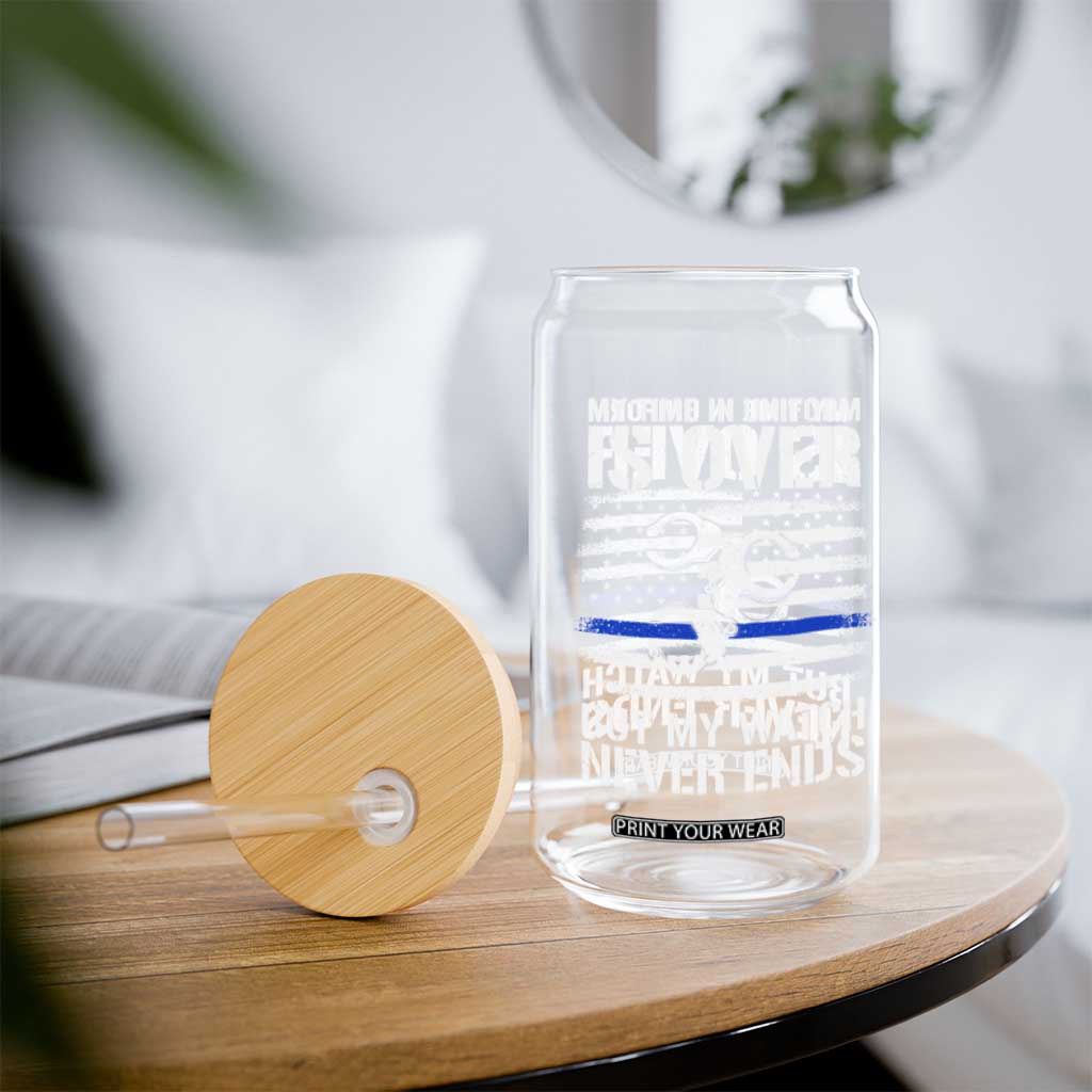 Police Retirement Glass Can Handcuffs US Flag Retired Police Graphic