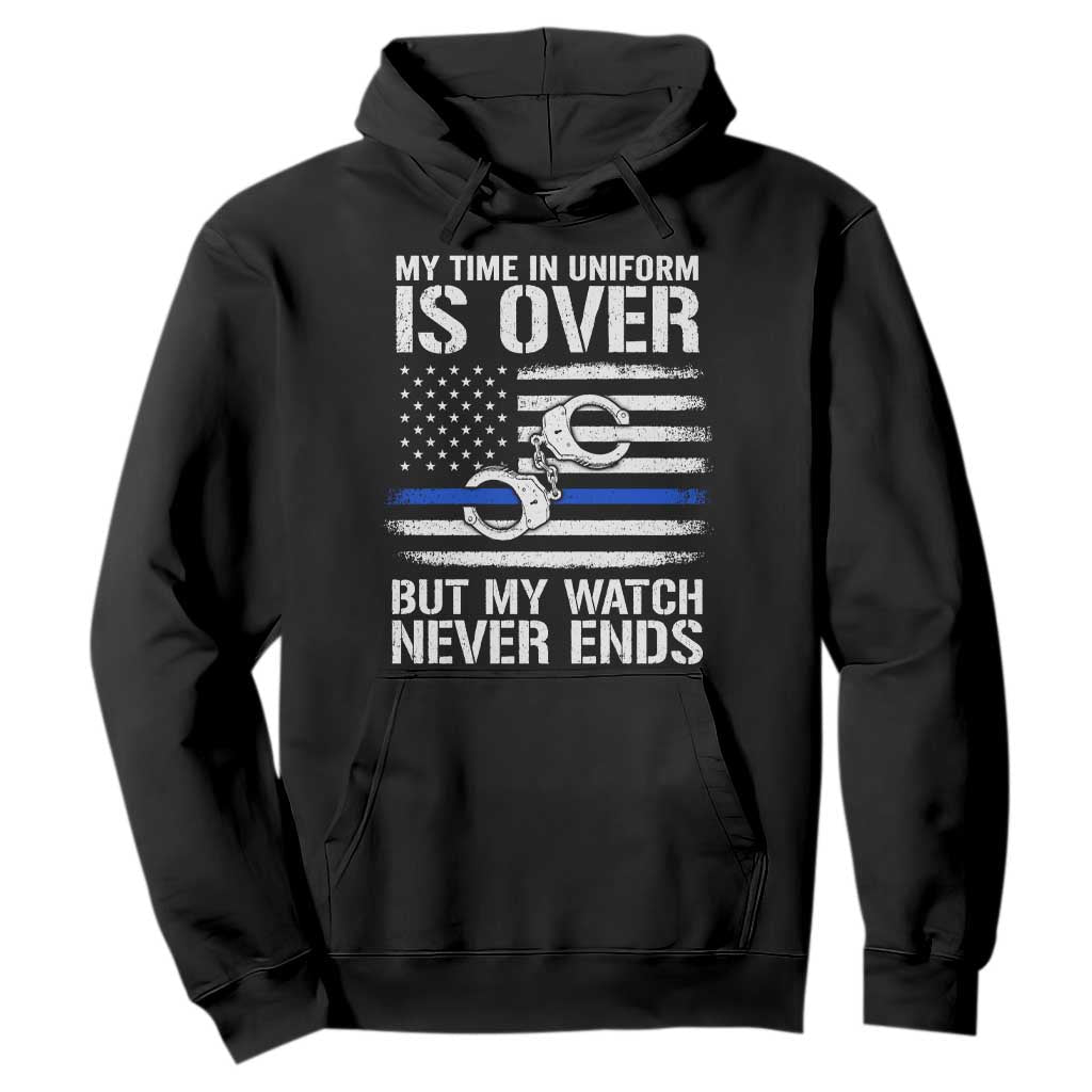 Police Retirement Hoodie Handcuffs US Flag Retired Police Graphic TS10 Black Print Your Wear