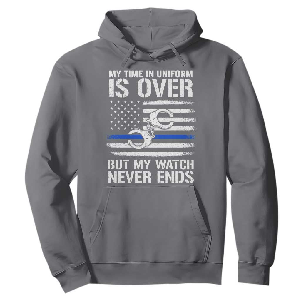 Police Retirement Hoodie Handcuffs US Flag Retired Police Graphic TS10 Charcoal Print Your Wear