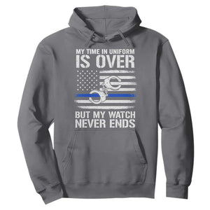 Police Retirement Hoodie Handcuffs US Flag Retired Police Graphic TS10 Charcoal Print Your Wear