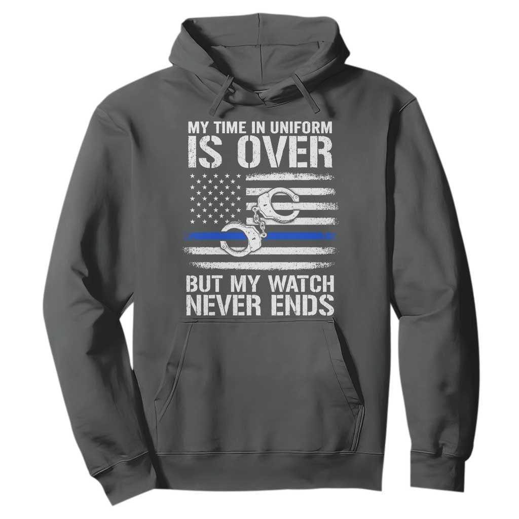 Police Retirement Hoodie Handcuffs US Flag Retired Police Graphic TS10 Dark Heather Print Your Wear