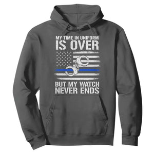 Police Retirement Hoodie Handcuffs US Flag Retired Police Graphic TS10 Dark Heather Print Your Wear