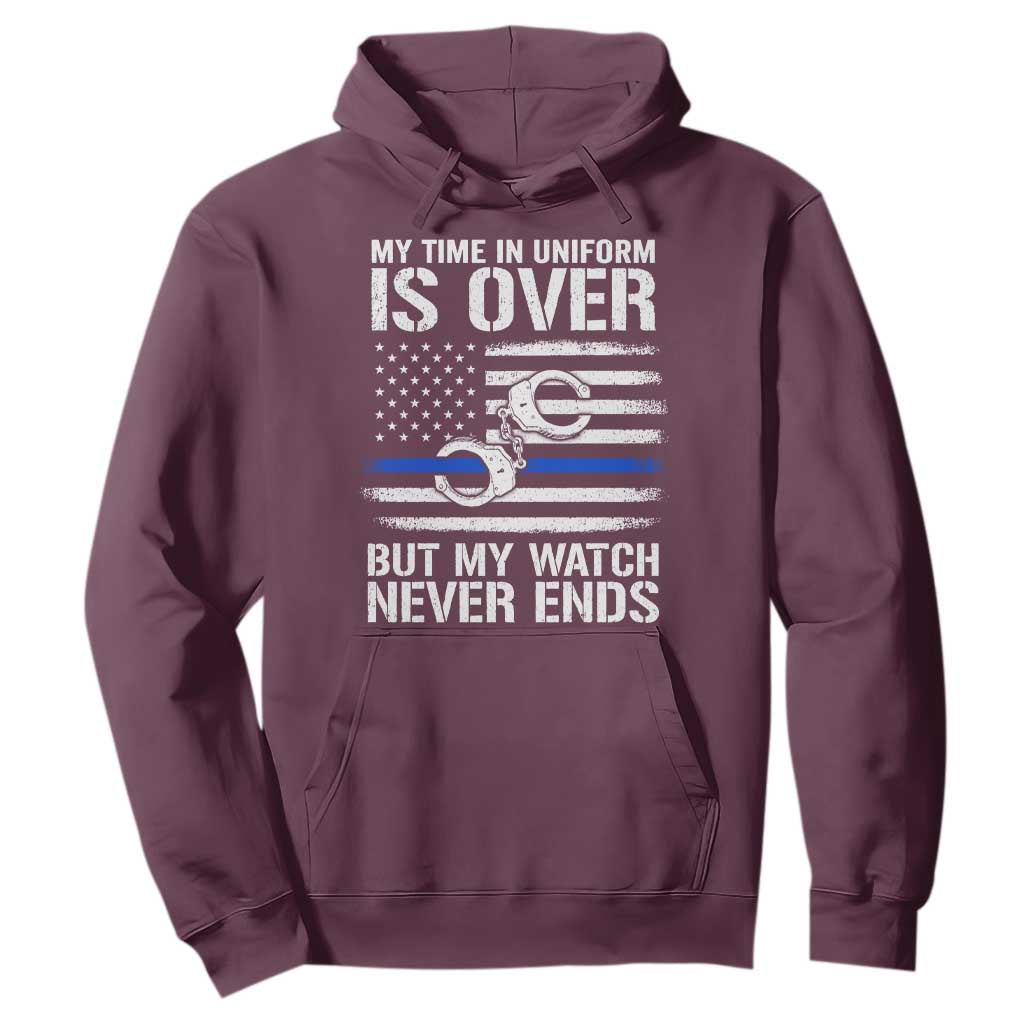 Police Retirement Hoodie Handcuffs US Flag Retired Police Graphic TS10 Maroon Print Your Wear