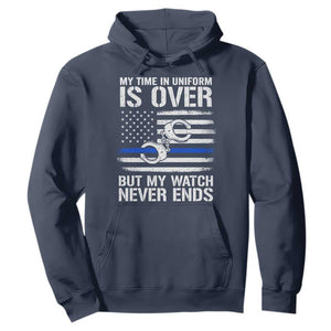 Police Retirement Hoodie Handcuffs US Flag Retired Police Graphic TS10 Navy Print Your Wear