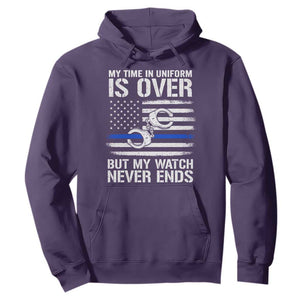 Police Retirement Hoodie Handcuffs US Flag Retired Police Graphic TS10 Purple Print Your Wear