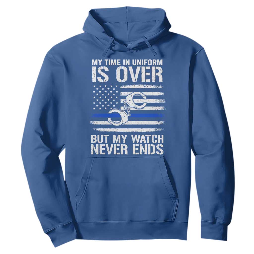 Police Retirement Hoodie Handcuffs US Flag Retired Police Graphic TS10 Royal Blue Print Your Wear