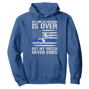 Police Retirement Hoodie Handcuffs US Flag Retired Police Graphic TS10 Royal Blue Print Your Wear