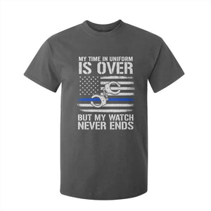 Police Retirement T Shirt For Kid Handcuffs US Flag Retired Police Graphic TS10 Dark Heather Print Your Wear