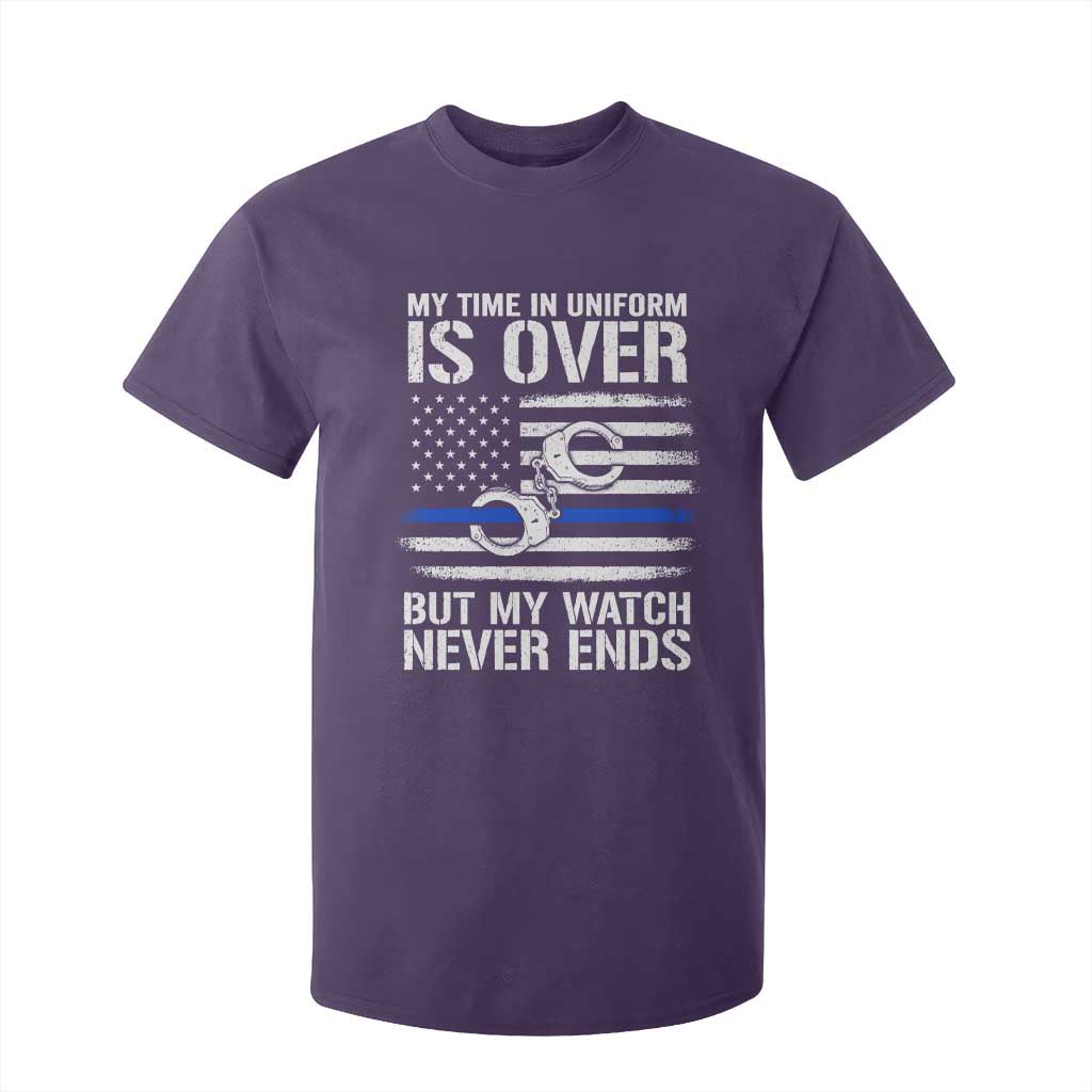 Police Retirement T Shirt For Kid Handcuffs US Flag Retired Police Graphic TS10 Purple Print Your Wear