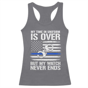 Police Retirement Racerback Tank Top Handcuffs US Flag Retired Police Graphic TS10 Charcoal Print Your Wear