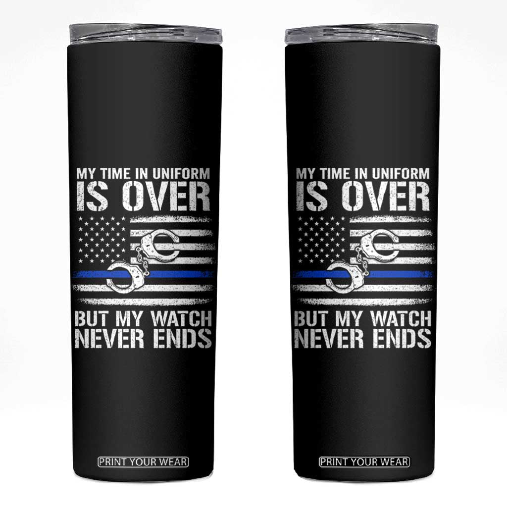 Police Retirement Skinny Tumbler Handcuffs US Flag Retired Police Graphic TS10 Black Print Your Wear