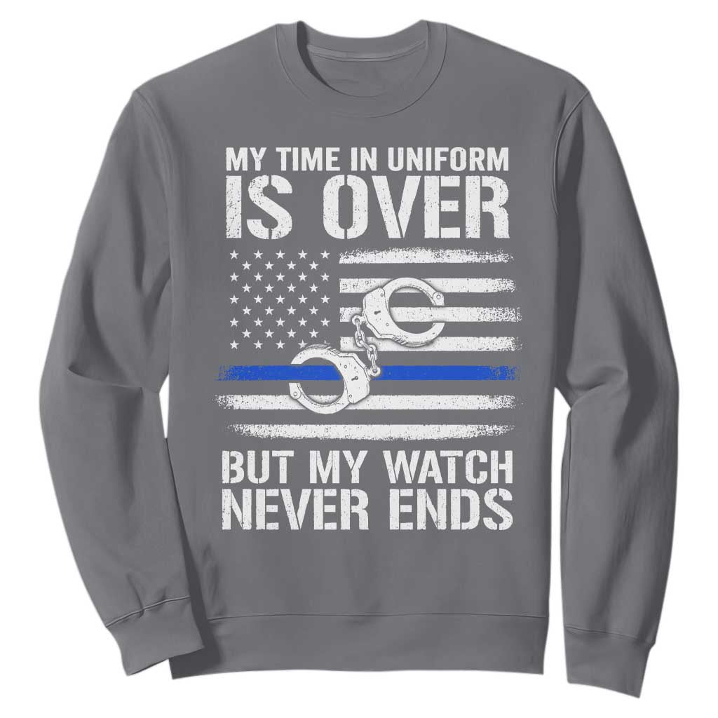 Police Retirement Sweatshirt Handcuffs US Flag Retired Police Graphic TS10 Charcoal Print Your Wear