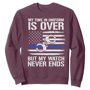 Police Retirement Sweatshirt Handcuffs US Flag Retired Police Graphic TS10 Maroon Print Your Wear