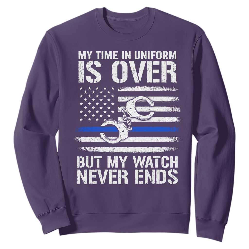 Police Retirement Sweatshirt Handcuffs US Flag Retired Police Graphic TS10 Purple Print Your Wear