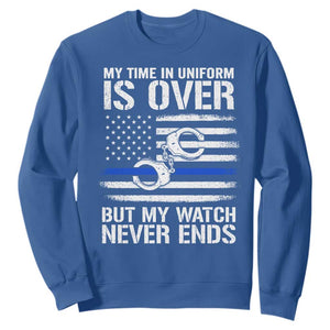 Police Retirement Sweatshirt Handcuffs US Flag Retired Police Graphic TS10 Royal Blue Print Your Wear