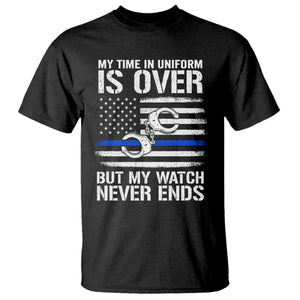 Police Retirement T Shirt Handcuffs US Flag Retired Police Graphic TS10 Black Print Your Wear