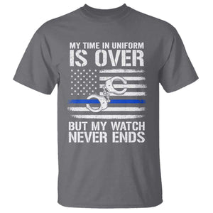 Police Retirement T Shirt Handcuffs US Flag Retired Police Graphic TS10 Charcoal Print Your Wear