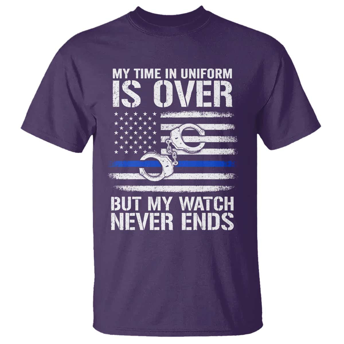Police Retirement T Shirt Handcuffs US Flag Retired Police Graphic TS10 Purple Print Your Wear