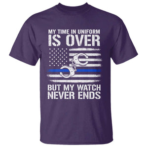 Police Retirement T Shirt Handcuffs US Flag Retired Police Graphic TS10 Purple Print Your Wear