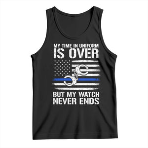 Police Retirement Tank Top Handcuffs US Flag Retired Police Graphic TS10 Black Print Your Wear
