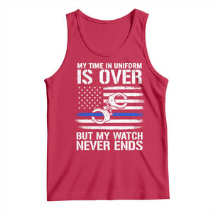 Police Retirement Tank Top Handcuffs US Flag Retired Police Graphic TS10 Red Print Your Wear