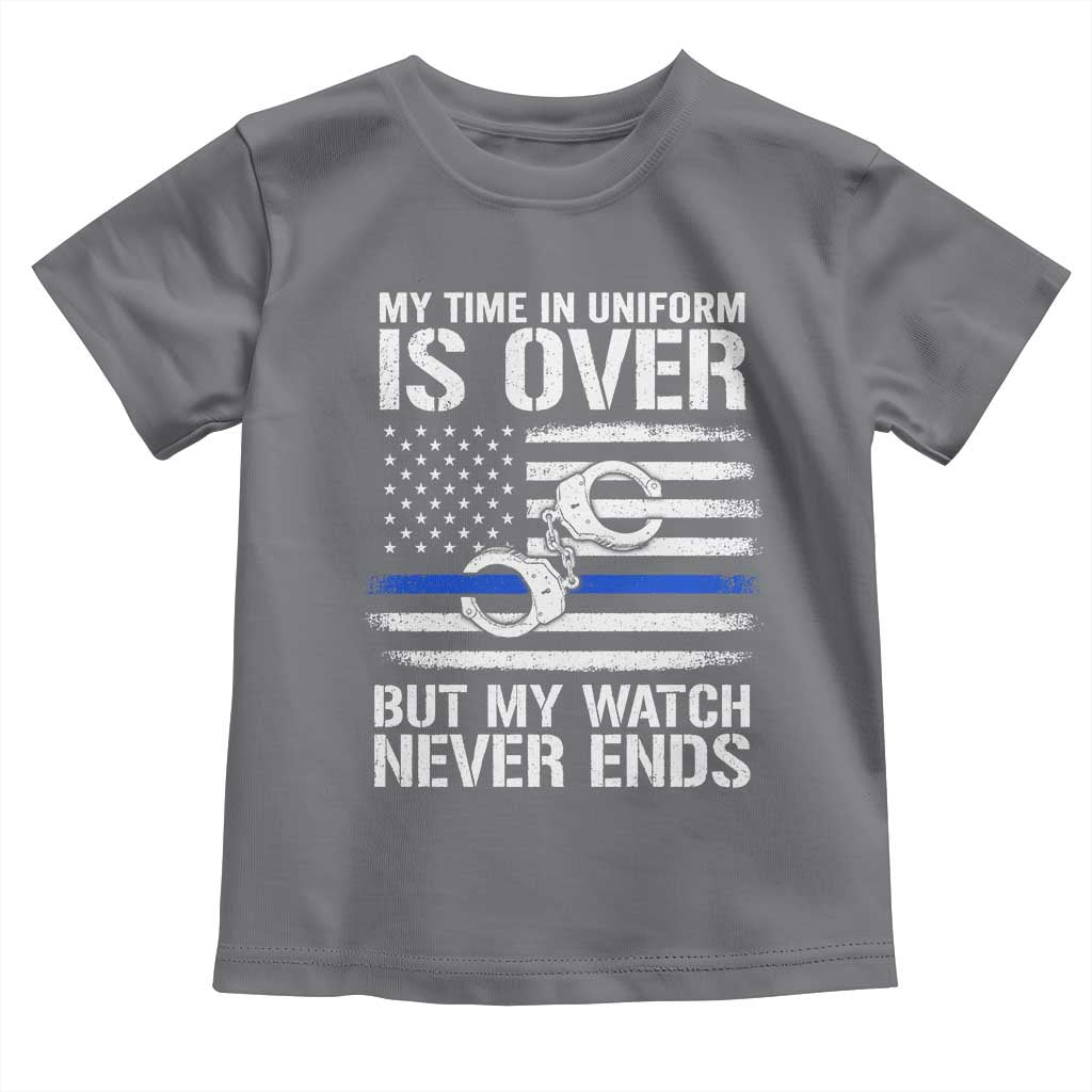 Police Retirement Toddler T Shirt Handcuffs US Flag Retired Police Graphic TS10 Charcoal Print Your Wear