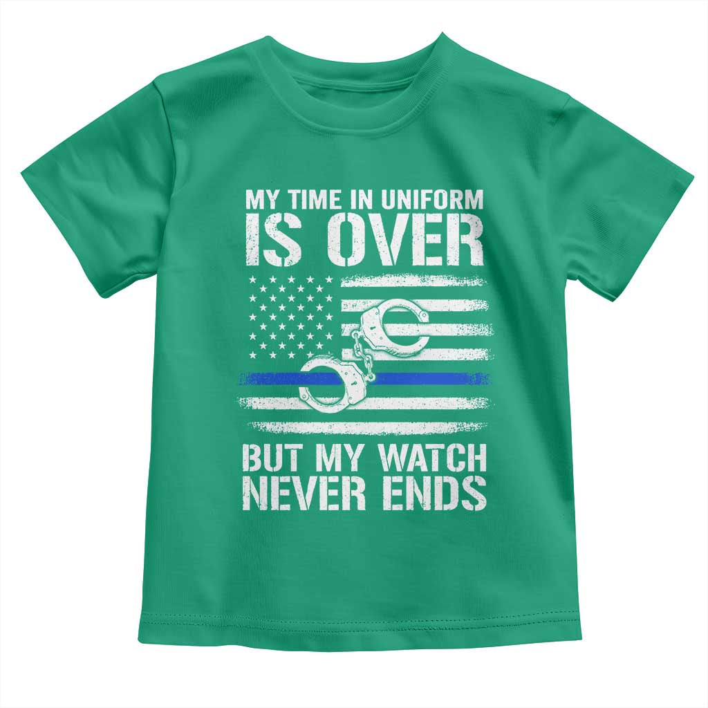 Police Retirement Toddler T Shirt Handcuffs US Flag Retired Police Graphic TS10 Irish Green Print Your Wear