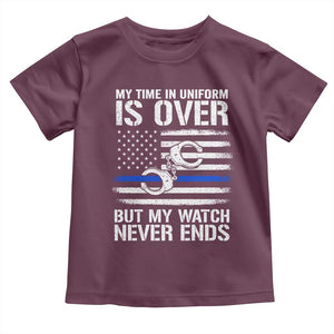 Police Retirement Toddler T Shirt Handcuffs US Flag Retired Police Graphic TS10 Maroon Print Your Wear