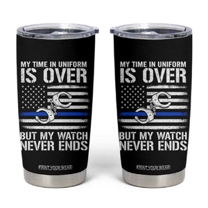 Police Retirement Tumbler Cup Handcuffs US Flag Retired Police Graphic